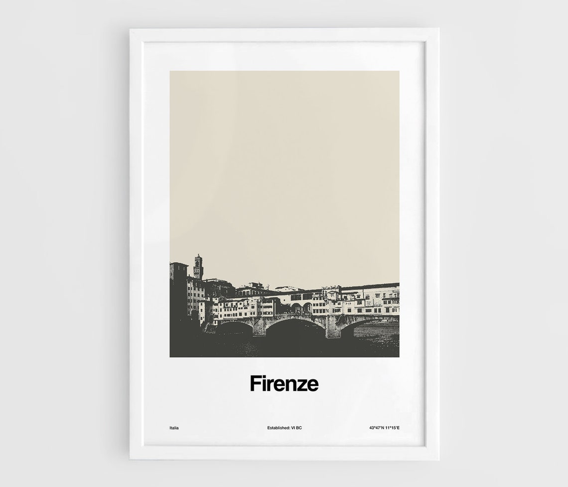 Florence Ponte Vecchio Travel Poster, Minimalist