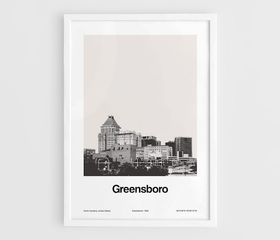 Greensboro NC Skyline, North Carolina Art Print