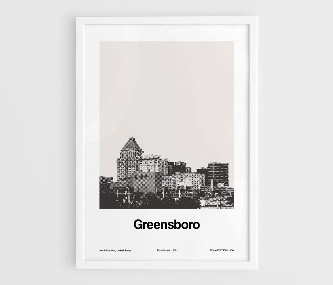 Greensboro NC Skyline, North Carolina Art Print
