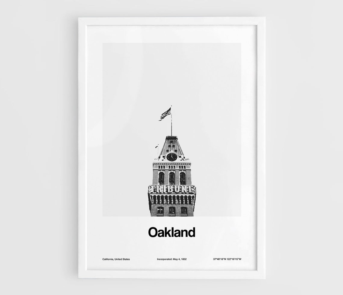 Oakland CA Poster, Tribune Tower Minimalist Art Print