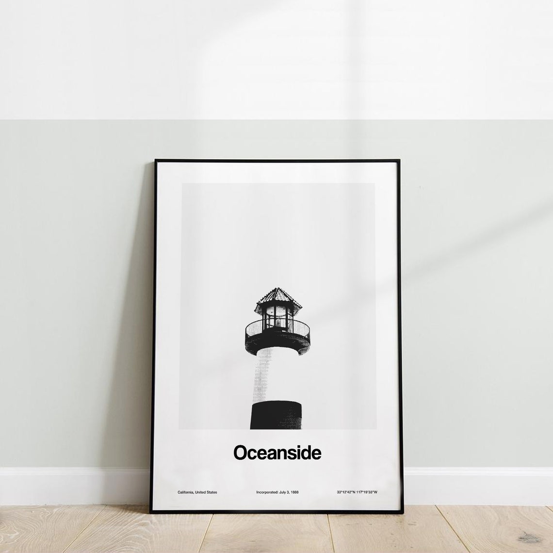 Oceanside Lighthouse, California Custom Minimalist Poster - Image 3