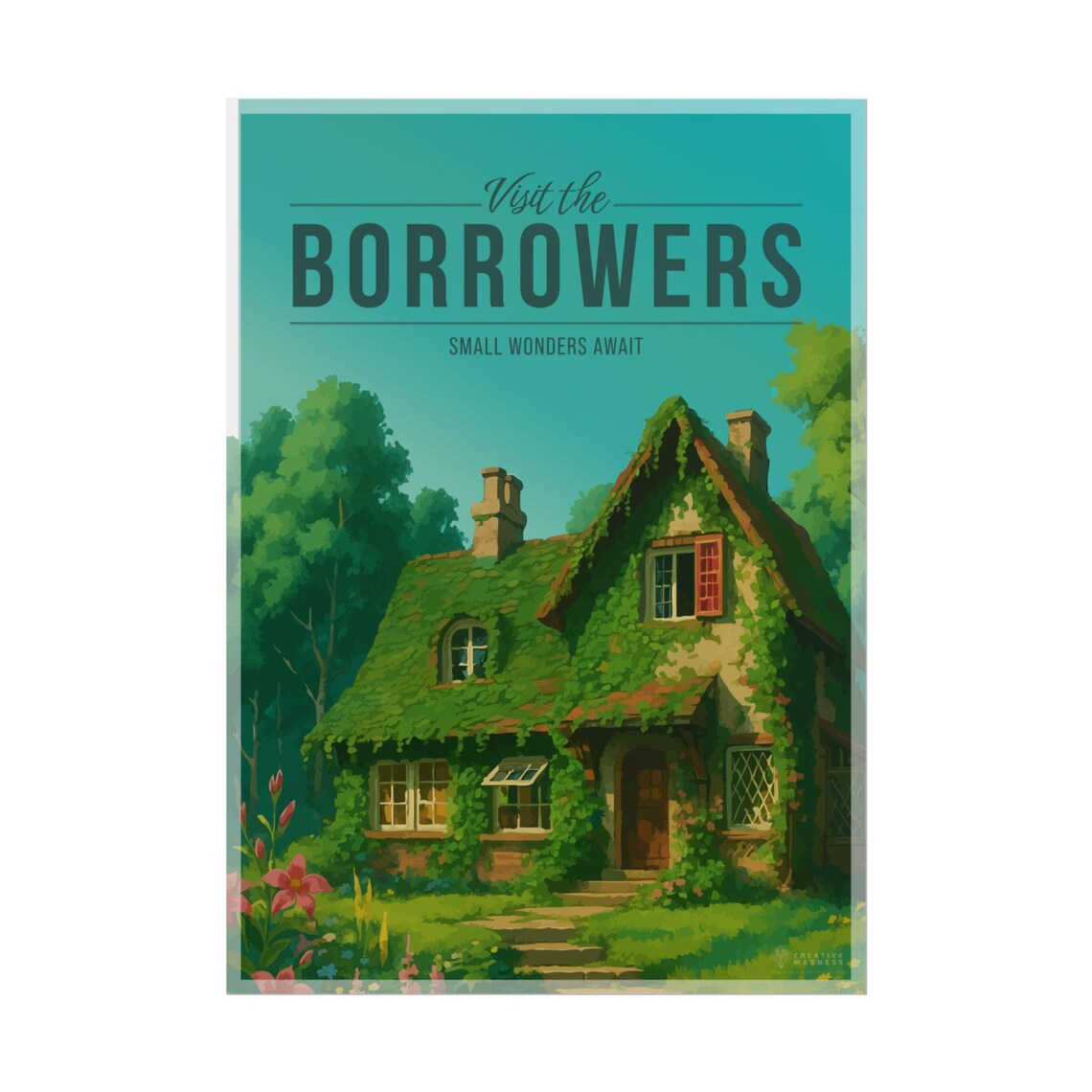Visit The Borrowers Storybook Ivy Cottage Fantasy Travel Poster