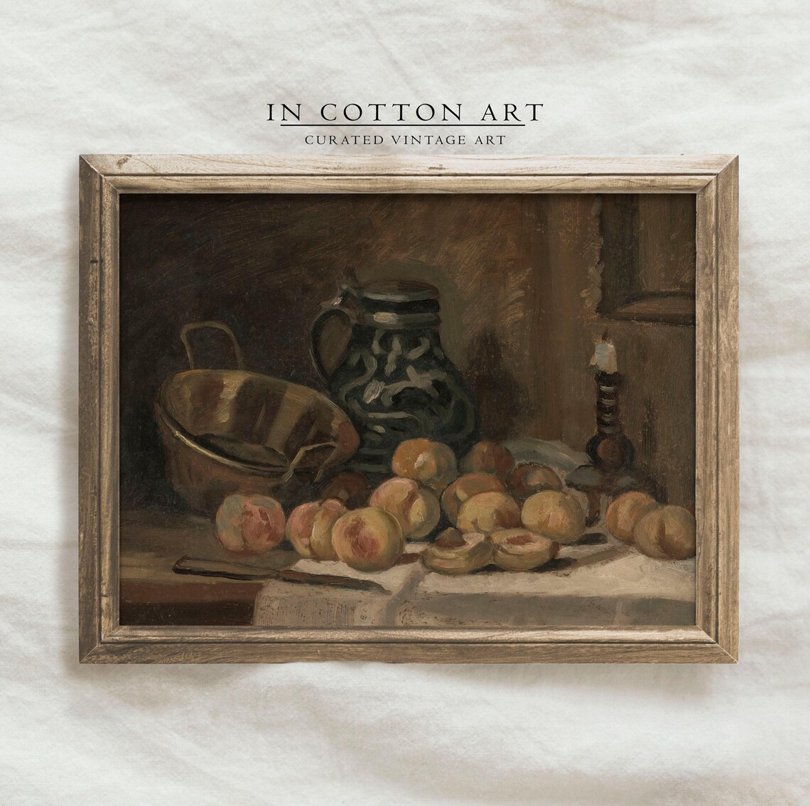 Moody Peach Still Life, Vintage Farmhouse Art Print - Image 4