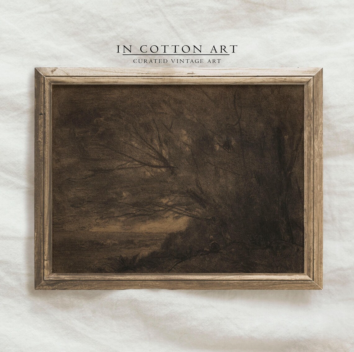 Moody Tree Charcoal Drawing, Vintage Rustic Print - Image 4