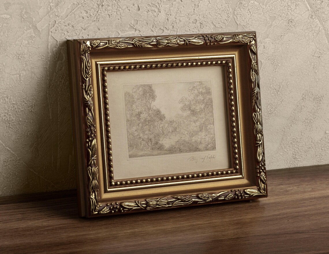Vintage Rustic Forest Drawing, Neutral Landscape Art Print - Image 3