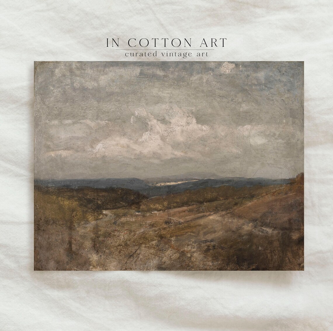 Vintage Abstract Landscape Art Print, Rustic Neutral