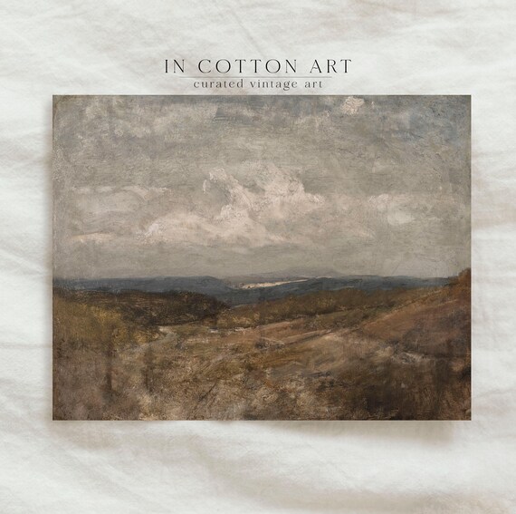 Vintage Abstract Landscape Art Print, Rustic Neutral