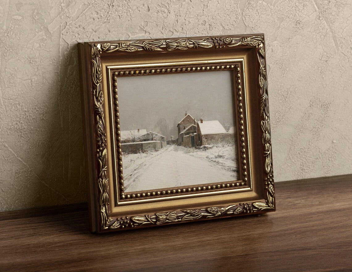 Snowy Village Street Winter Farmhouses Vintage Holiday Art Print - Image 2