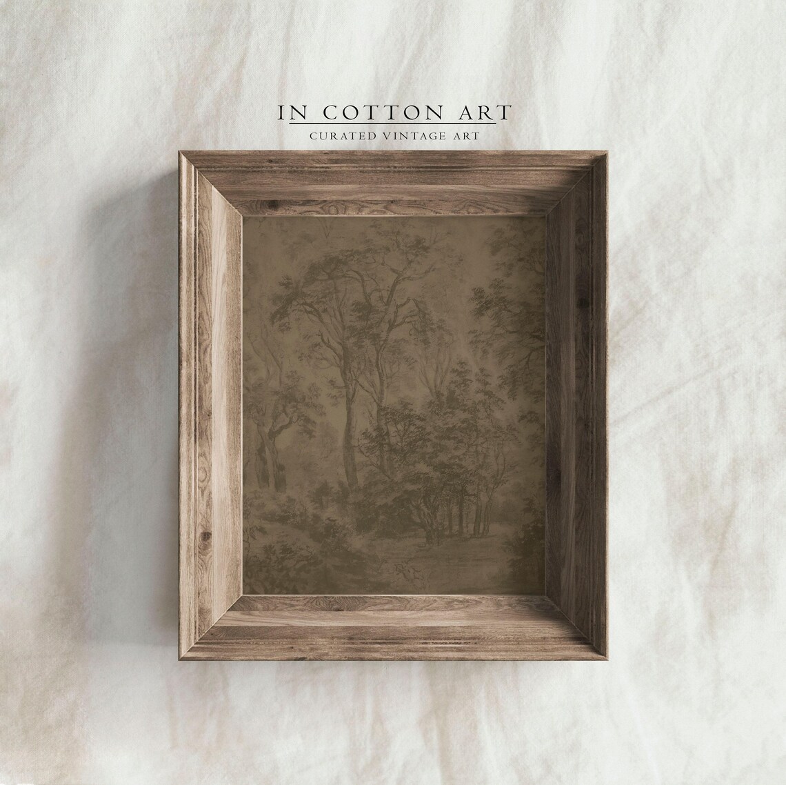 Foggy Forest Vintage Rustic Landscape Art Print - Image 3