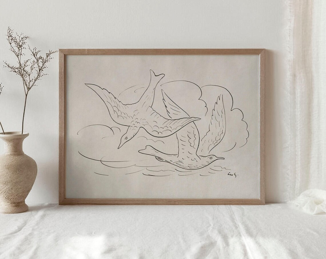 Bird Sketch Vintage Country Nursery Art Print - Image 2