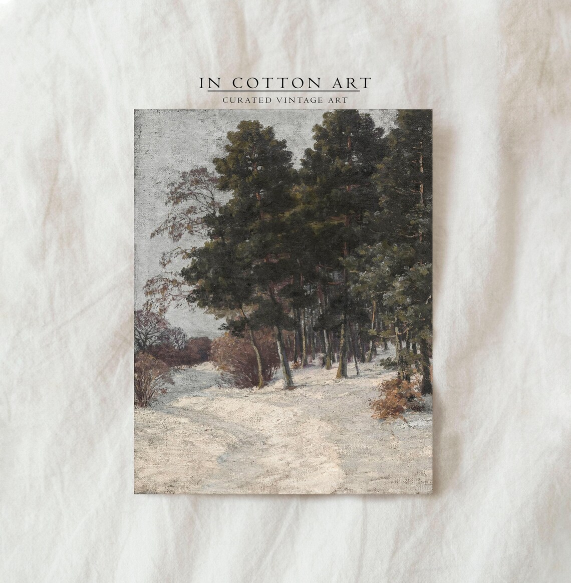 Snowy Pine Forest Christmas Vintage Art Print - Image 4