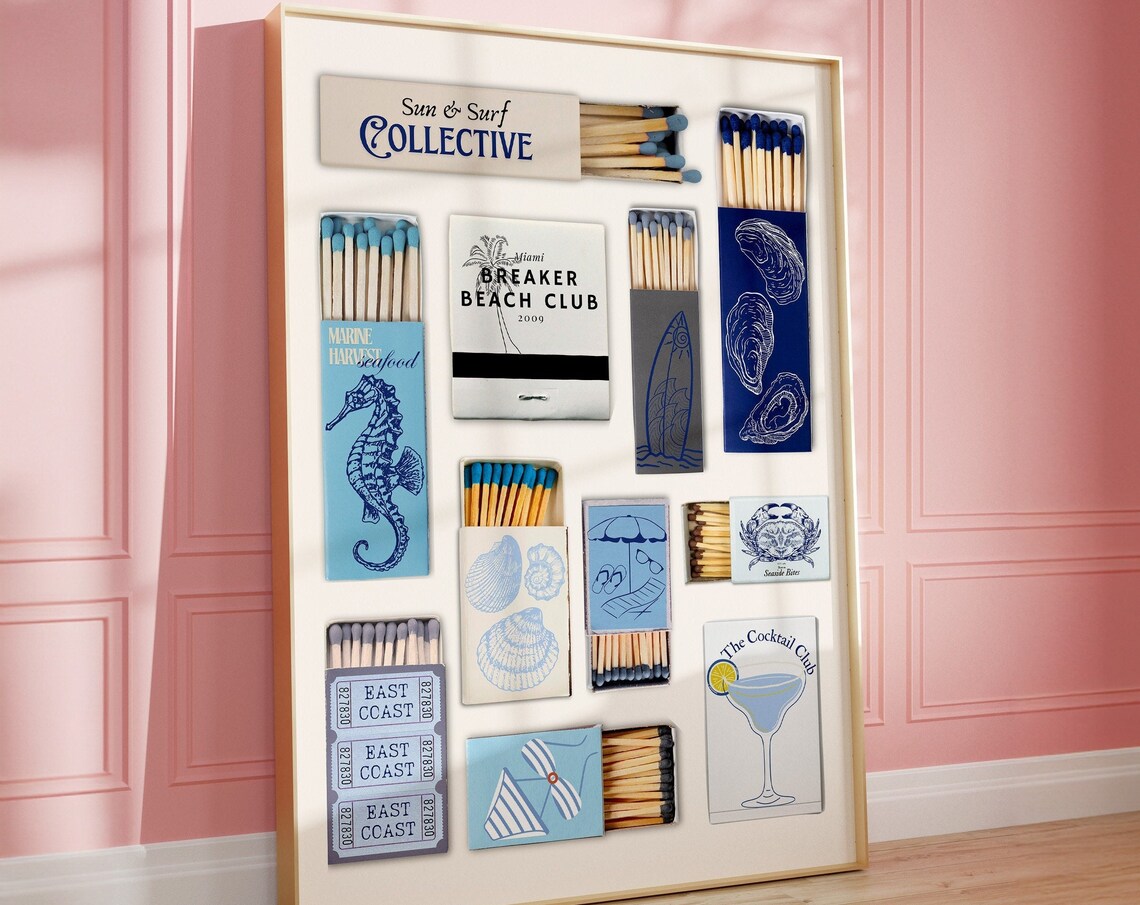 Vintage Matchbox Print, Retro Coastal Travel Poster - Image 2