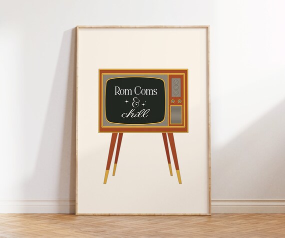 Rom Coms & Chill Retro Television Movie Night Fun Quote Poster