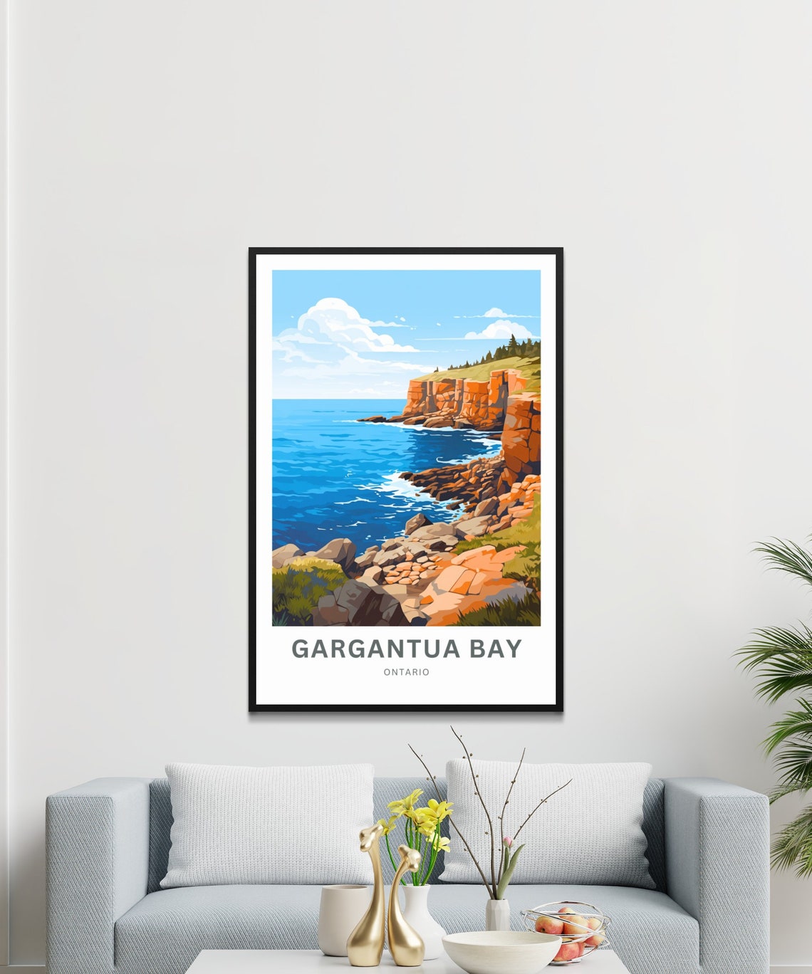 Personalized Gargantua Bay Ontario Cliffs Custom Text Travel Poster - Image 3