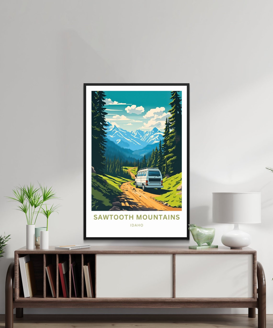 Sawtooth Mountains Idaho Camper Van Adventure Personalized Poster - Image 3