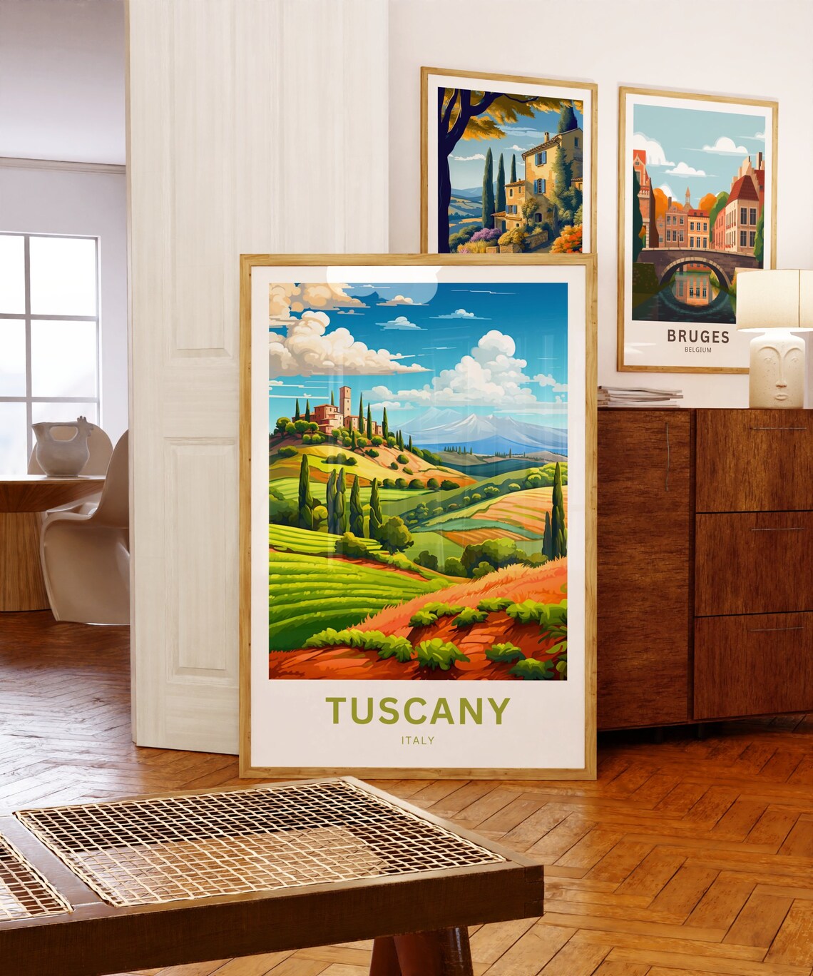 Personalized Tuscany Italy Hilltop Town Cypress Fields Travel Poster - Image 5