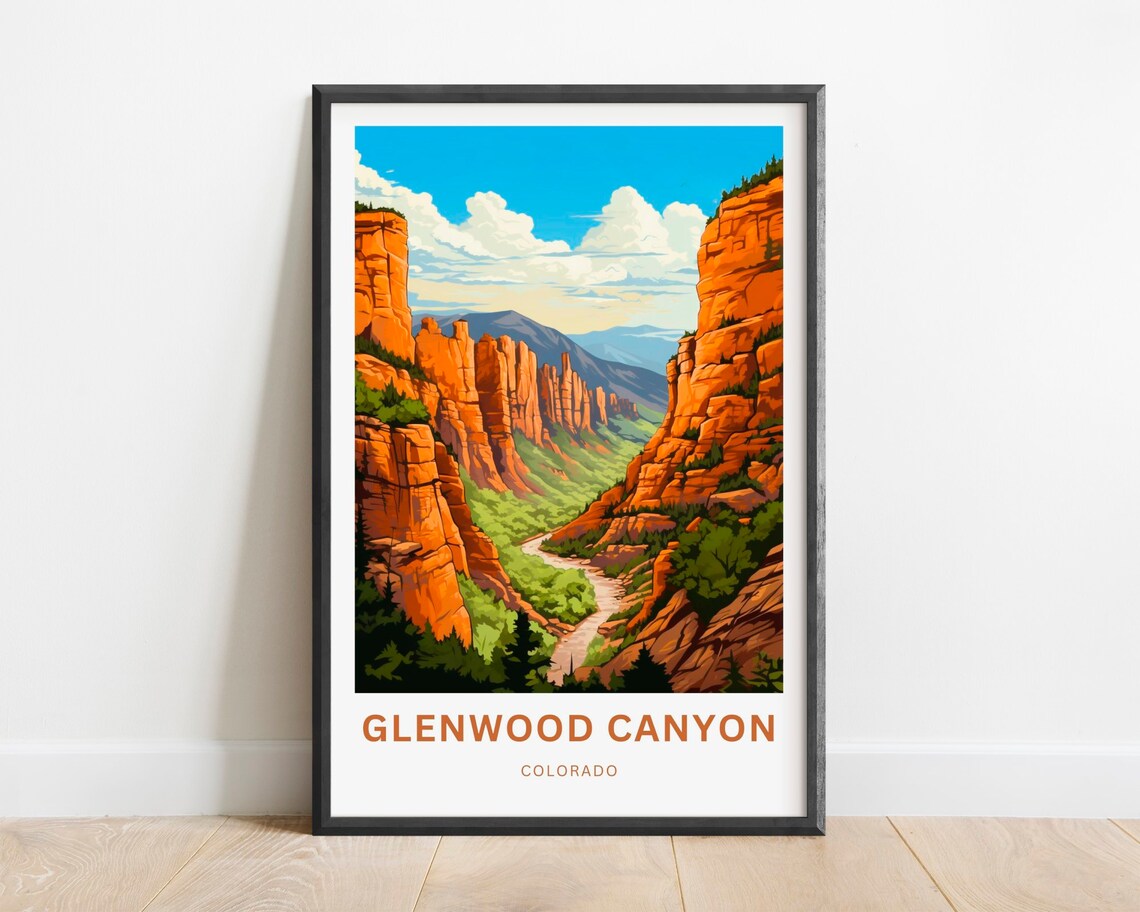 Glenwood Canyon Colorado Towering Spires Winding Road Travel Poster
