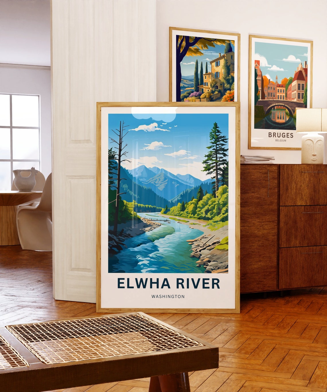 Elwha River Washington Winding Valley Stream Pines Personalized Poster - Image 5