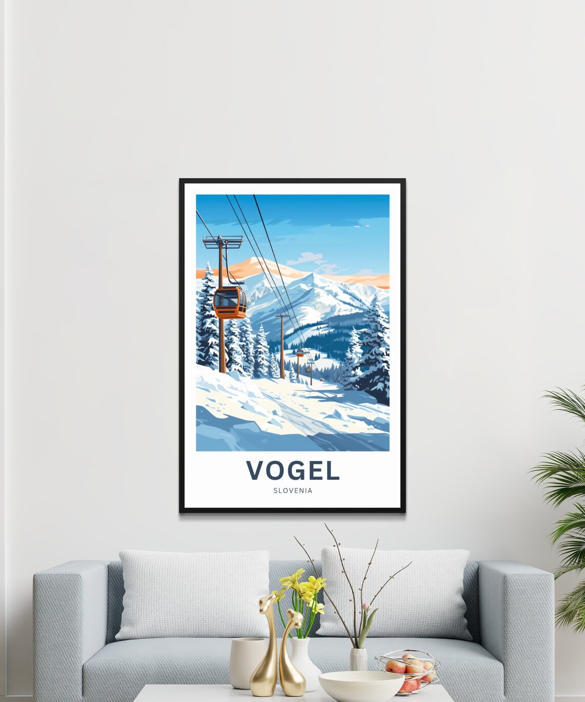 Vogel Slovenia Gondola Cable Car Ski Slope Personalized Travel Poster - Image 3
