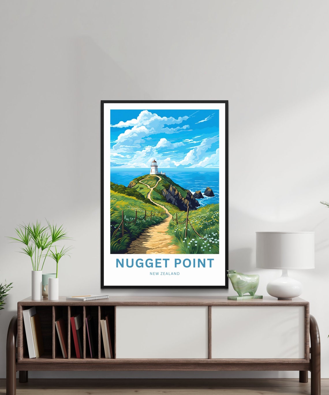 Personalized Nugget Point New Zealand Lighthouse View Poster - Image 2