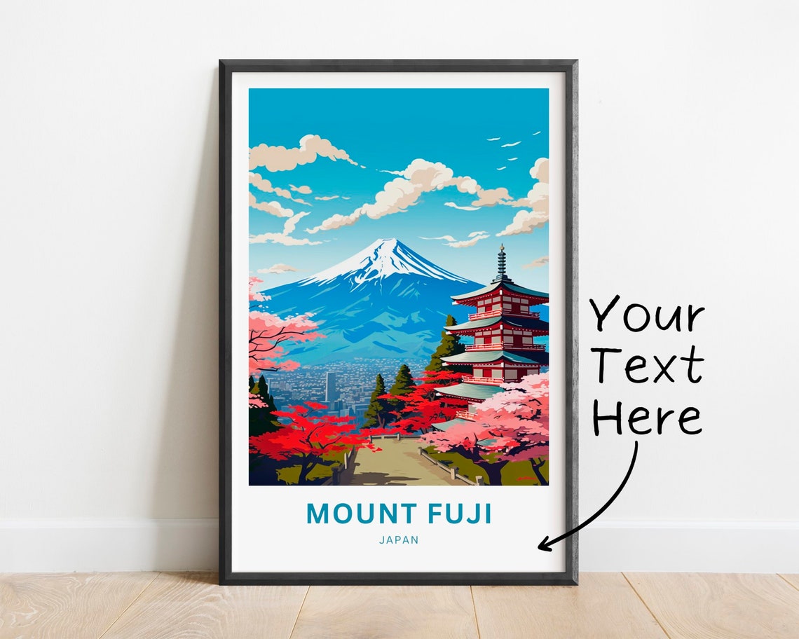 Personalized Mount Fuji Japan Pagoda Cherry Blossom Scene Poster