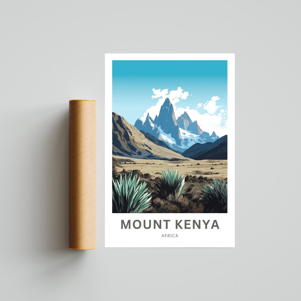 Mount Kenya Africa Jagged Peak Trek Personalized Mountain Poster - Image 4