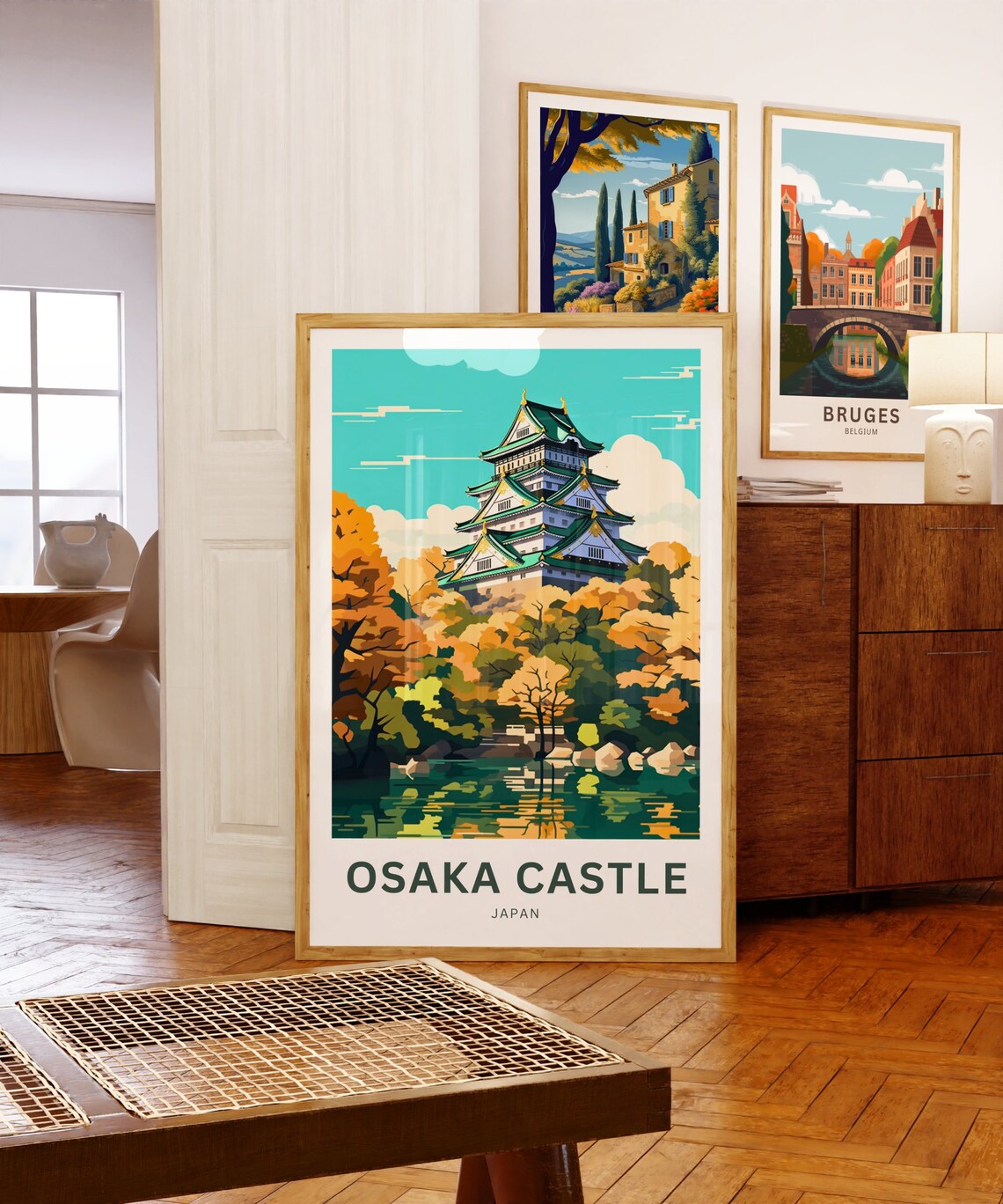 Osaka Castle Japan Golden Autumn Trees Moat Reflection Travel Poster - Image 5