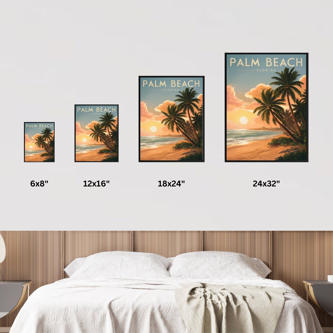 Palm Beach Florida Sunset Ocean Waves Palm Grove Vintage Travel Poster - Image 4