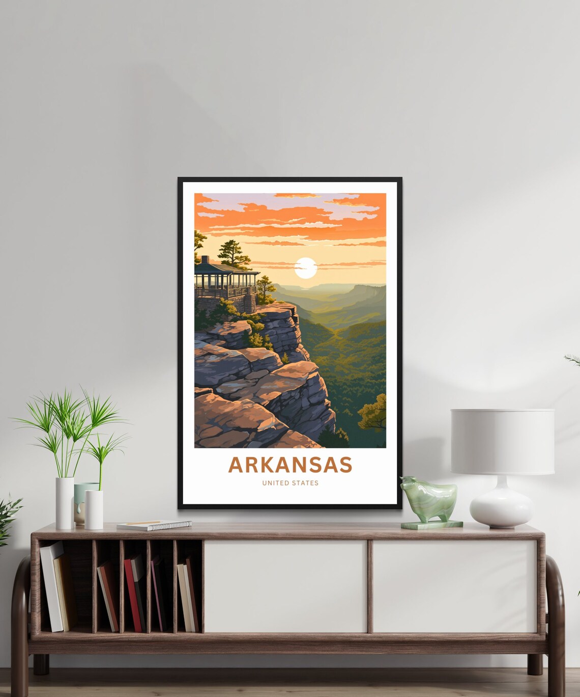 Arkansas Bluff Overlook Gazebo Sunset Valley View Travel Poster - Image 2