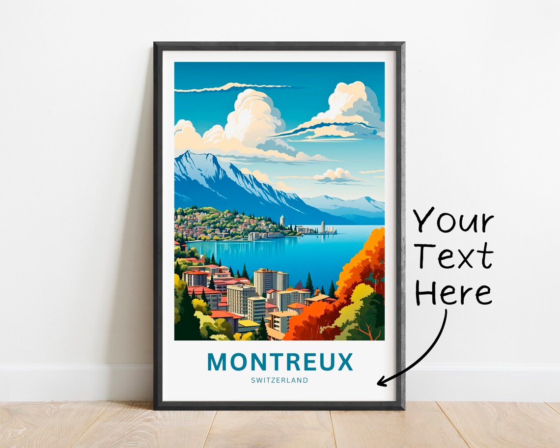 Montreux Travel Poster, Switzerland Gift