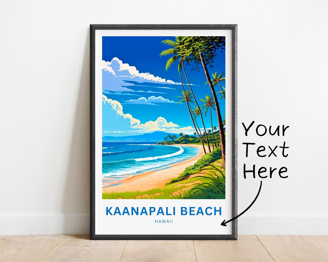 Personalized Kaanapali Beach Hawaii Palm Fringed Sandy Bay Poster