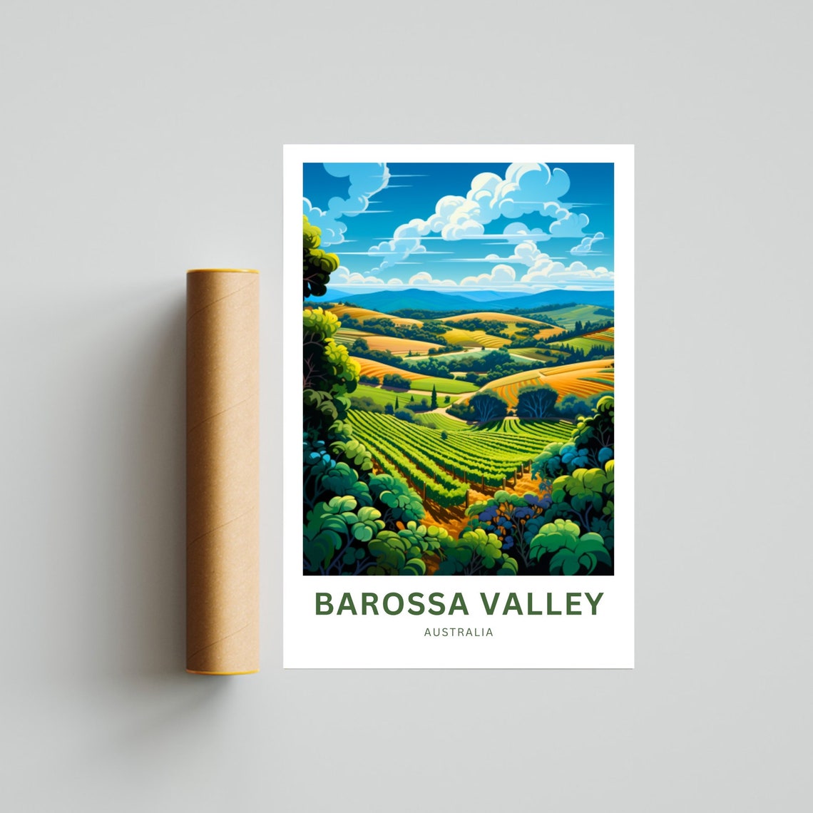 Barossa Valley Australia Rolling Vineyard Hills Wine Travel Poster - Image 4