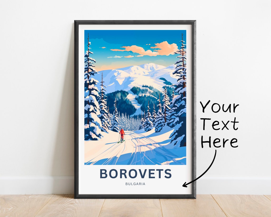 Borovets Bulgaria Alpine Skier Descent Powder Personalized Poster