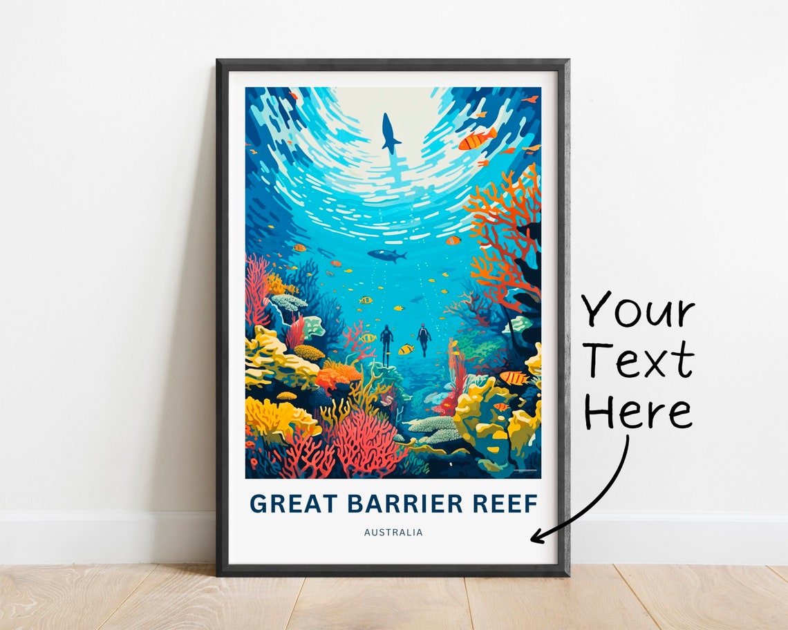 Great Barrier Reef Australia Scuba Diver Whale Underwater Poster