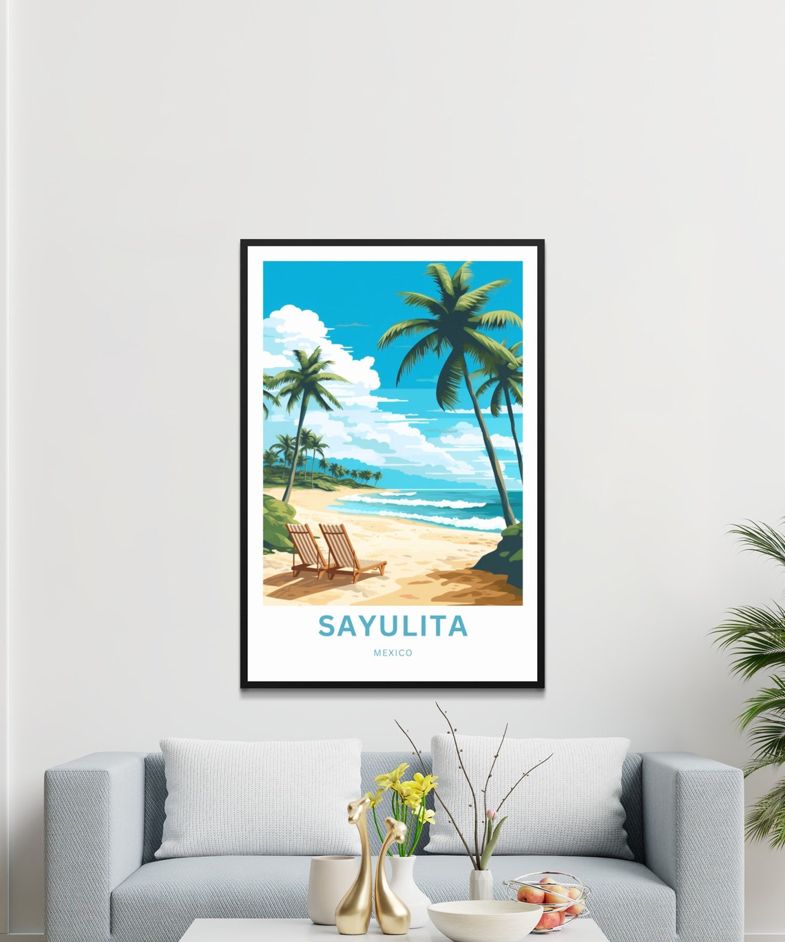 Personalized Sayulita Travel Print Sayulita Poster Mexico Wall Art Framed Present Gift Mexico Present - Image 3
