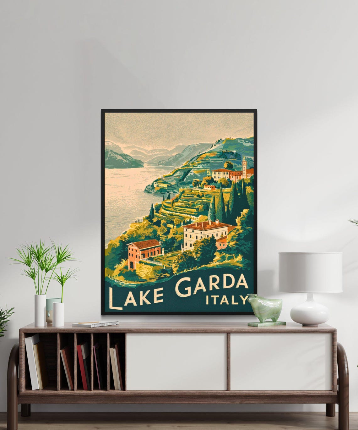 Lake Garda Italy Vintage Hillside Village Terraced Slopes Poster - Image 2