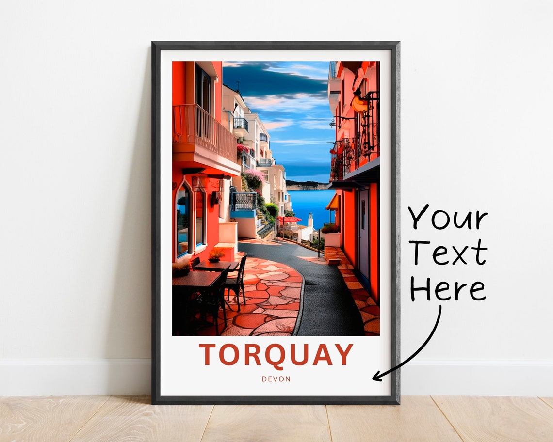 Personalized Torquay Devon Seaside Street Custom England Travel Poster