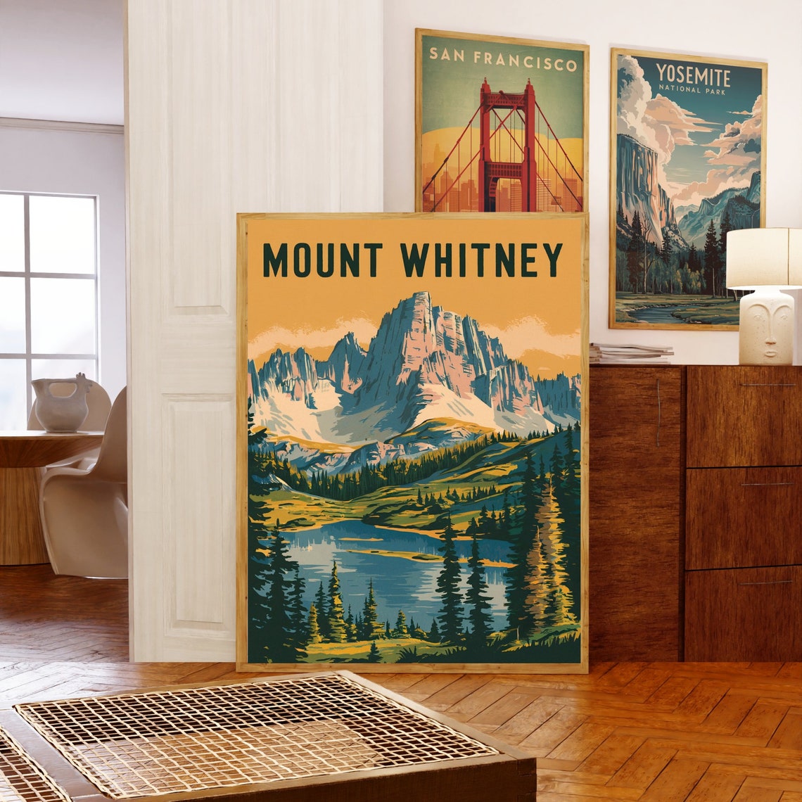 Mount Whitney Golden Sky Granite Peak Reflective Lake Poster - Image 5
