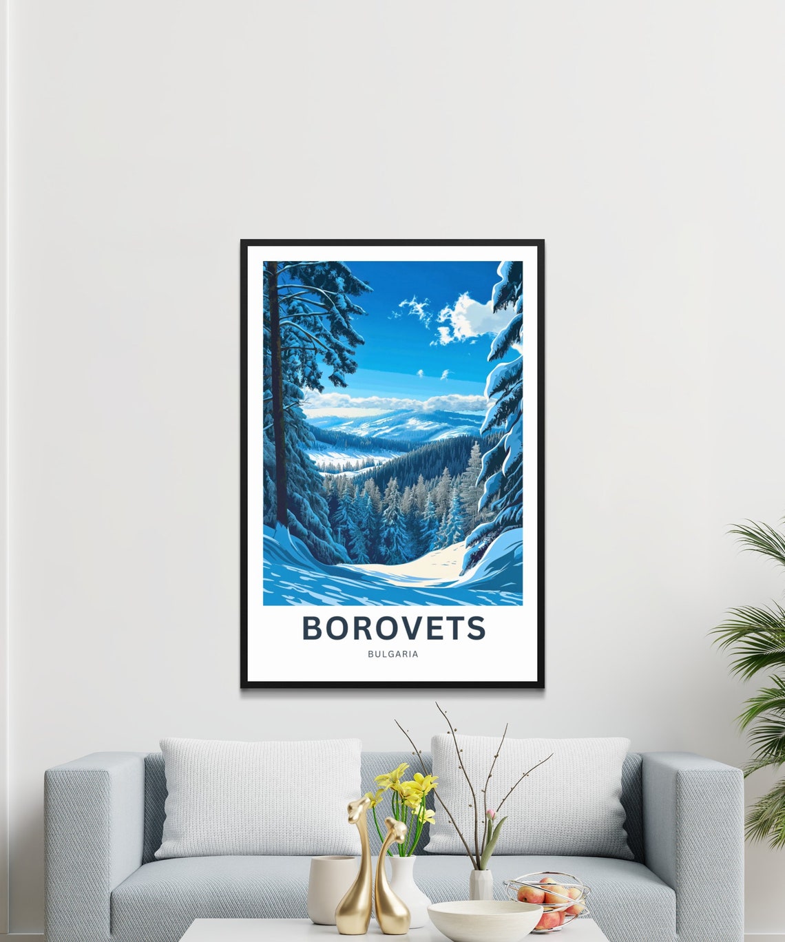 Borovets Bulgaria Snowy Forest Winter Personalized Travel Poster - Image 3
