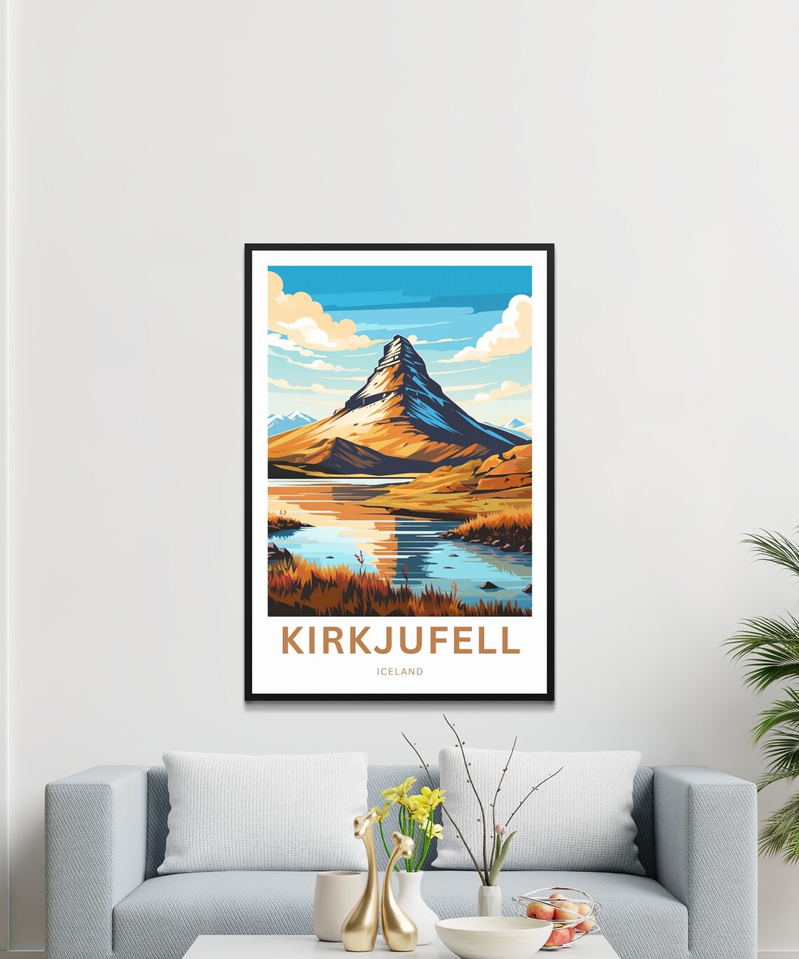 Kirkjufell Iceland Travel Poster Mountain Lake Reflection Art - Image 3