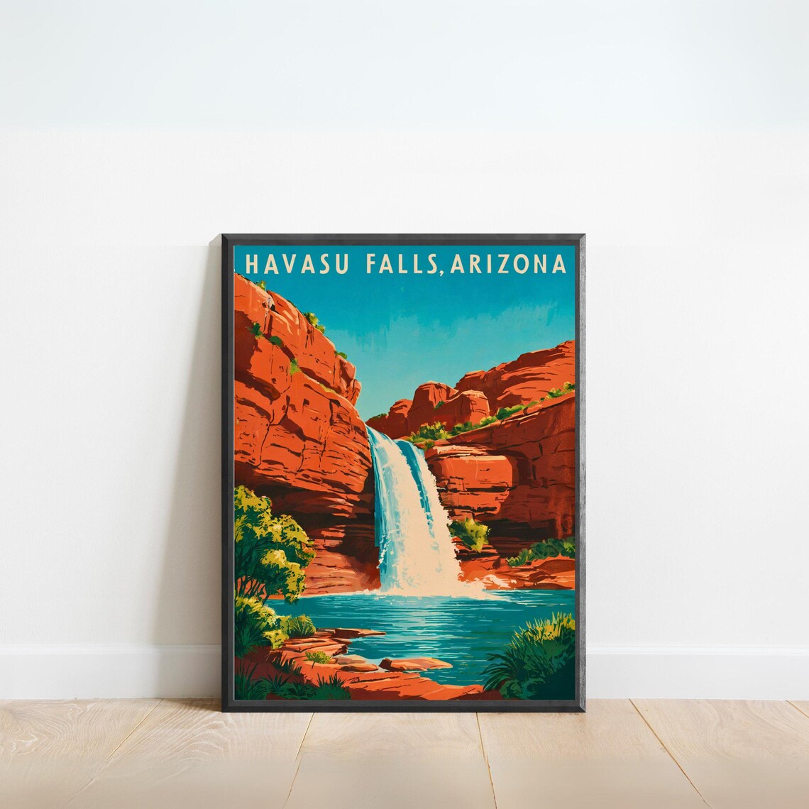 Havasu Falls Arizona Waterfall Canyon Retro Travel Poster Art