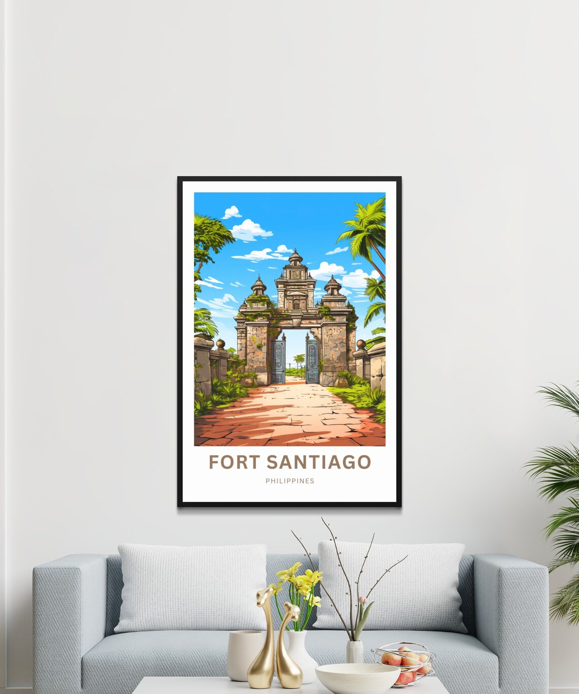 Fort Santiago Philippines Historic Stone Gate Red Path Travel Poster - Image 3