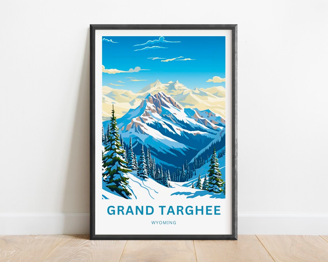 Grand Targhee Wyoming Winter Ski Mountain Landscape Travel Poster