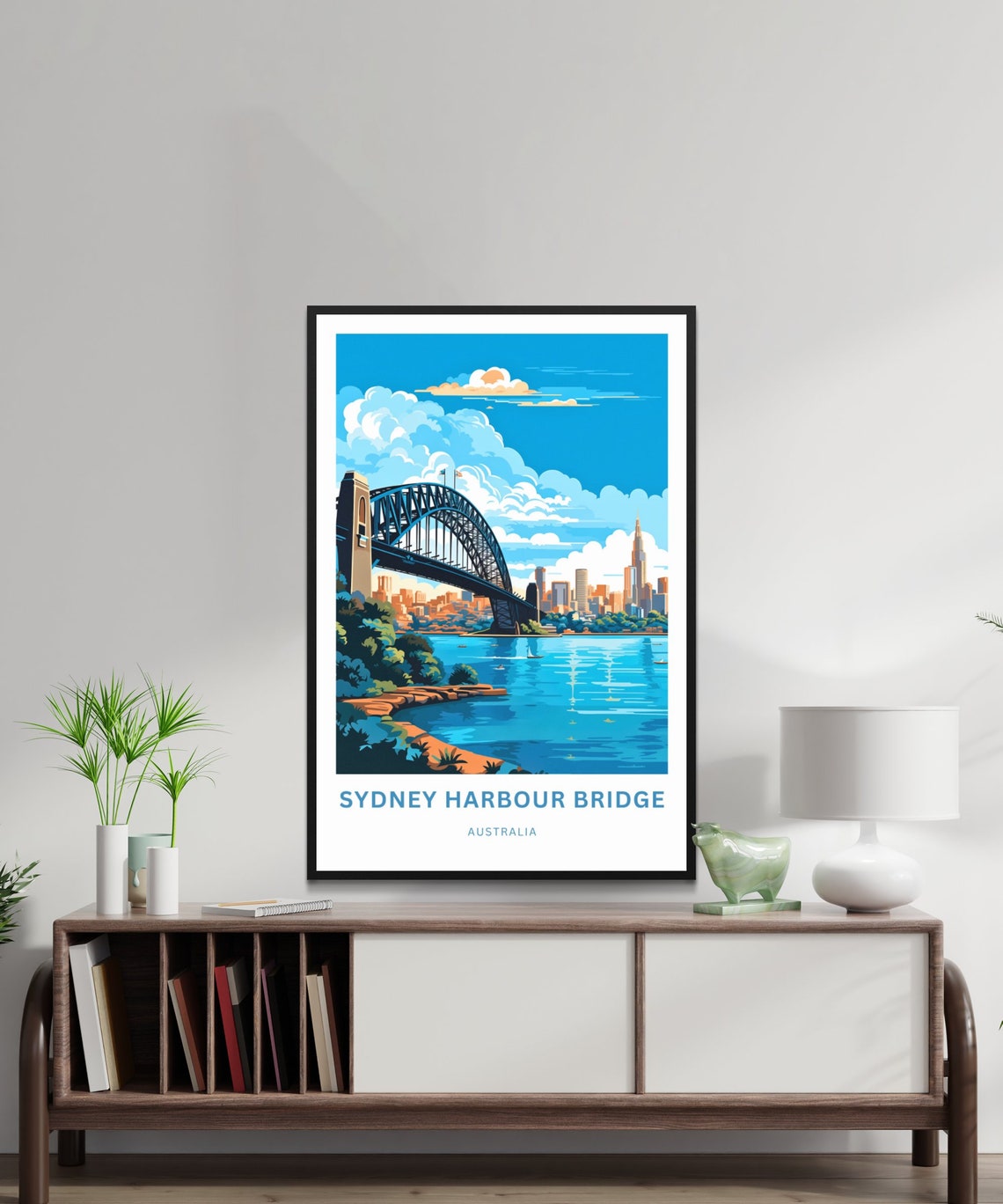 Sydney Harbour Bridge Australia Harbor Customizable Text Travel Poster - Image 2
