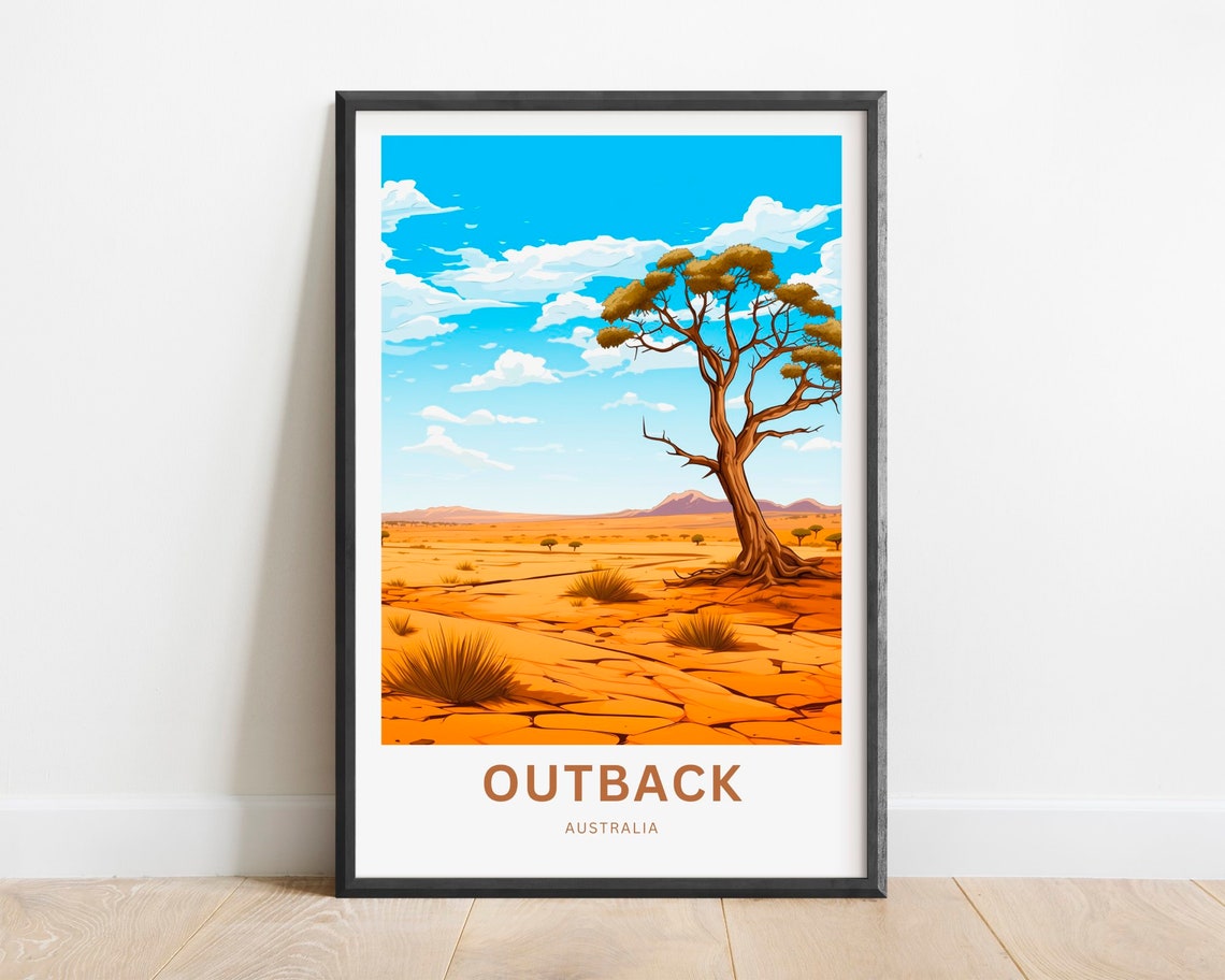 Outback Australia Lone Tree in the Vast Red Desert Travel Poster