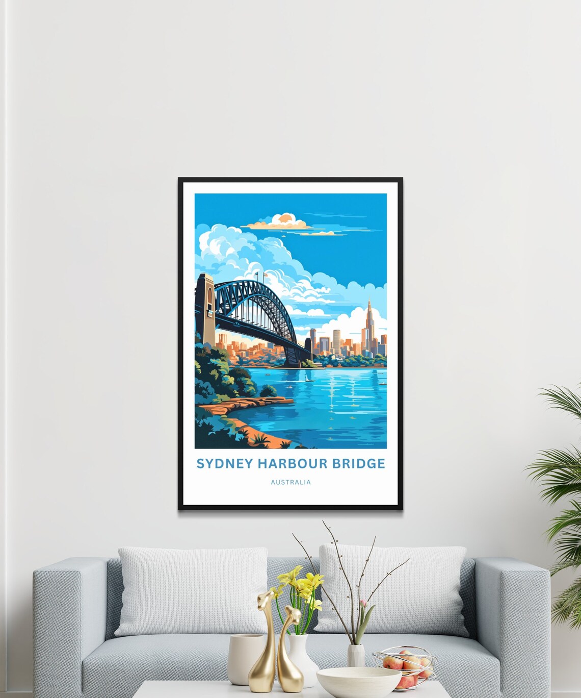 Sydney Harbour Bridge Australia Harbor Customizable Text Travel Poster - Image 3