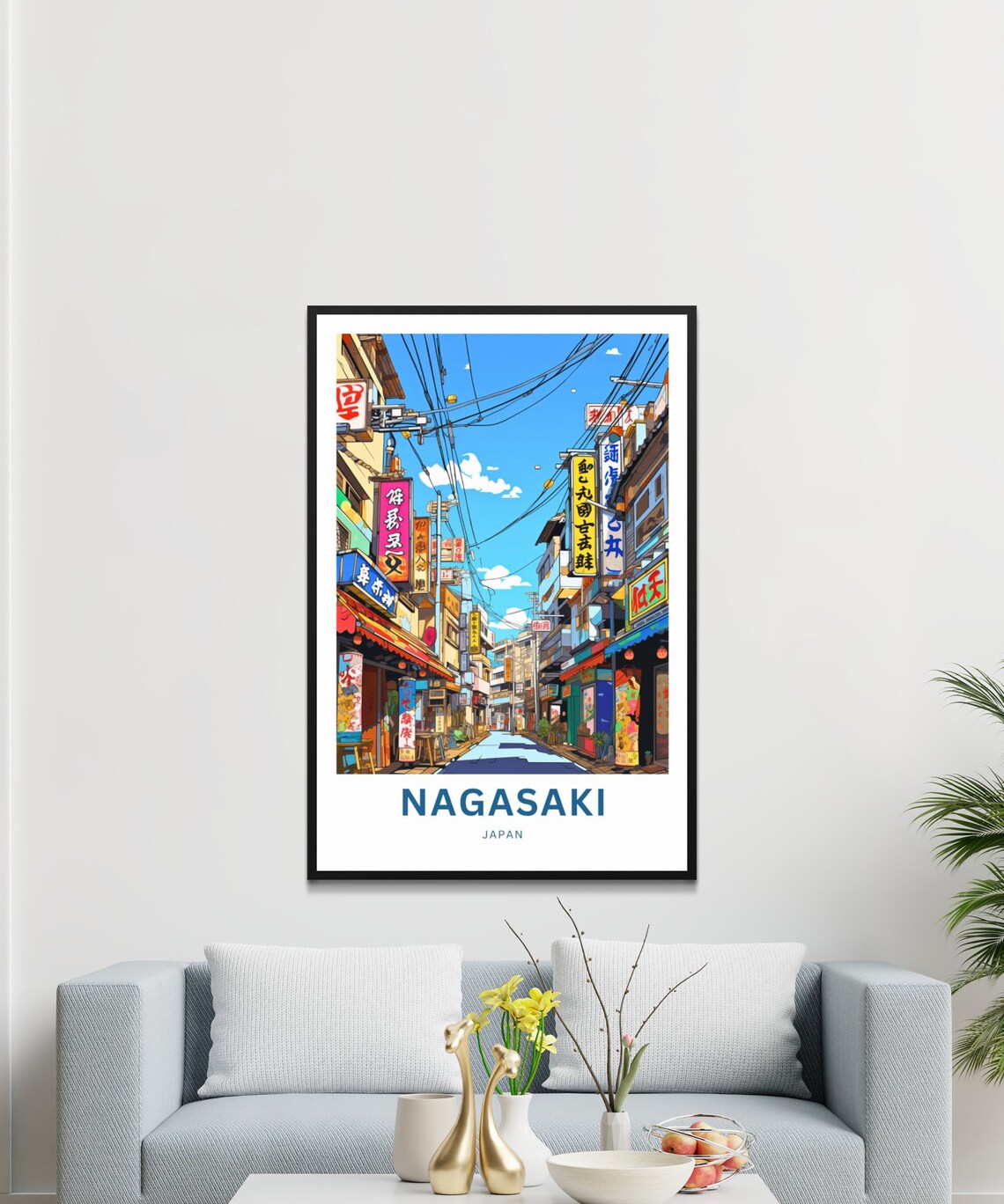 Personalized Nagasaki Japan Sign Street Custom Text Urban Scene Poster - Image 3