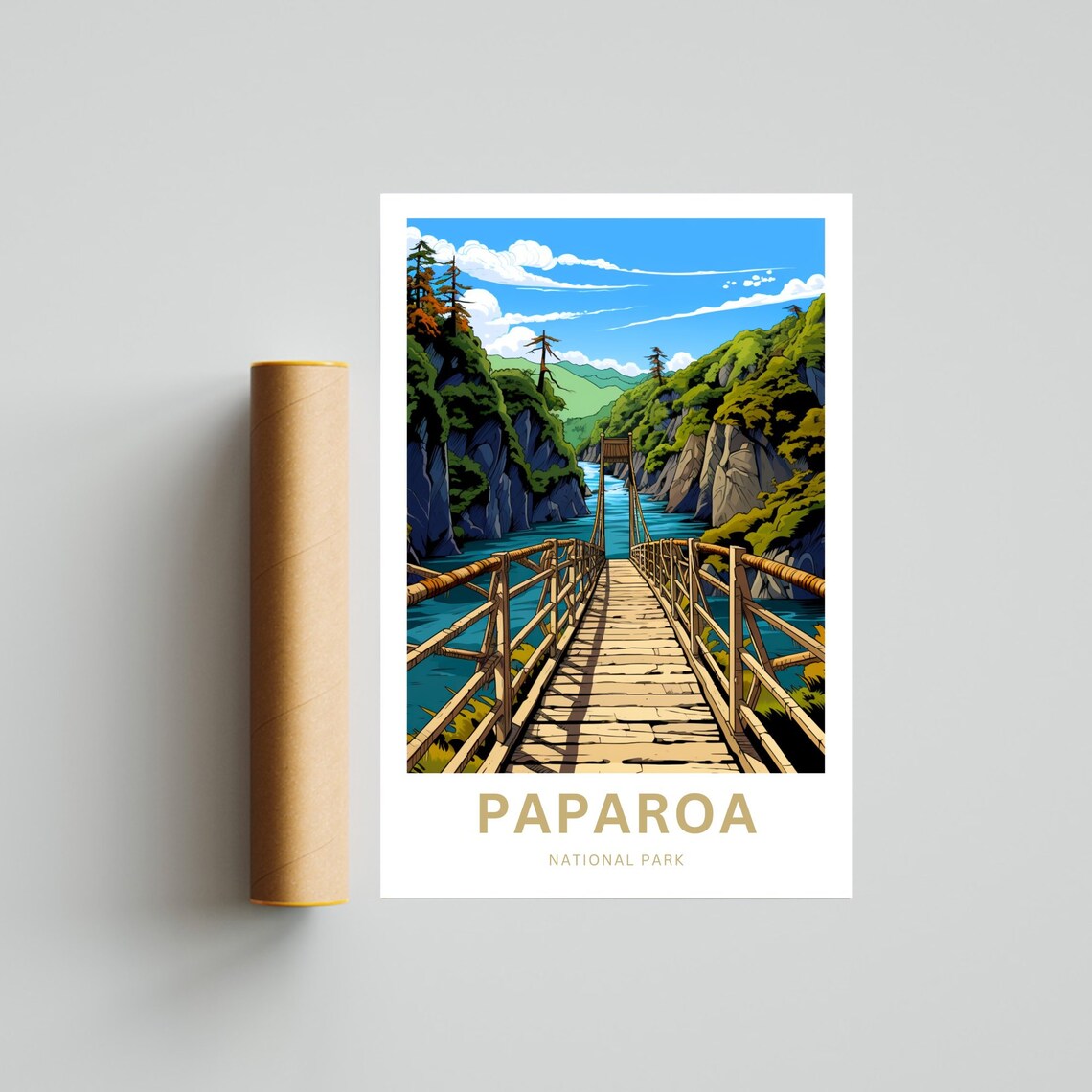 Paparoa National Park Wooden Swing Bridge Gorge River Travel Poster - Image 4