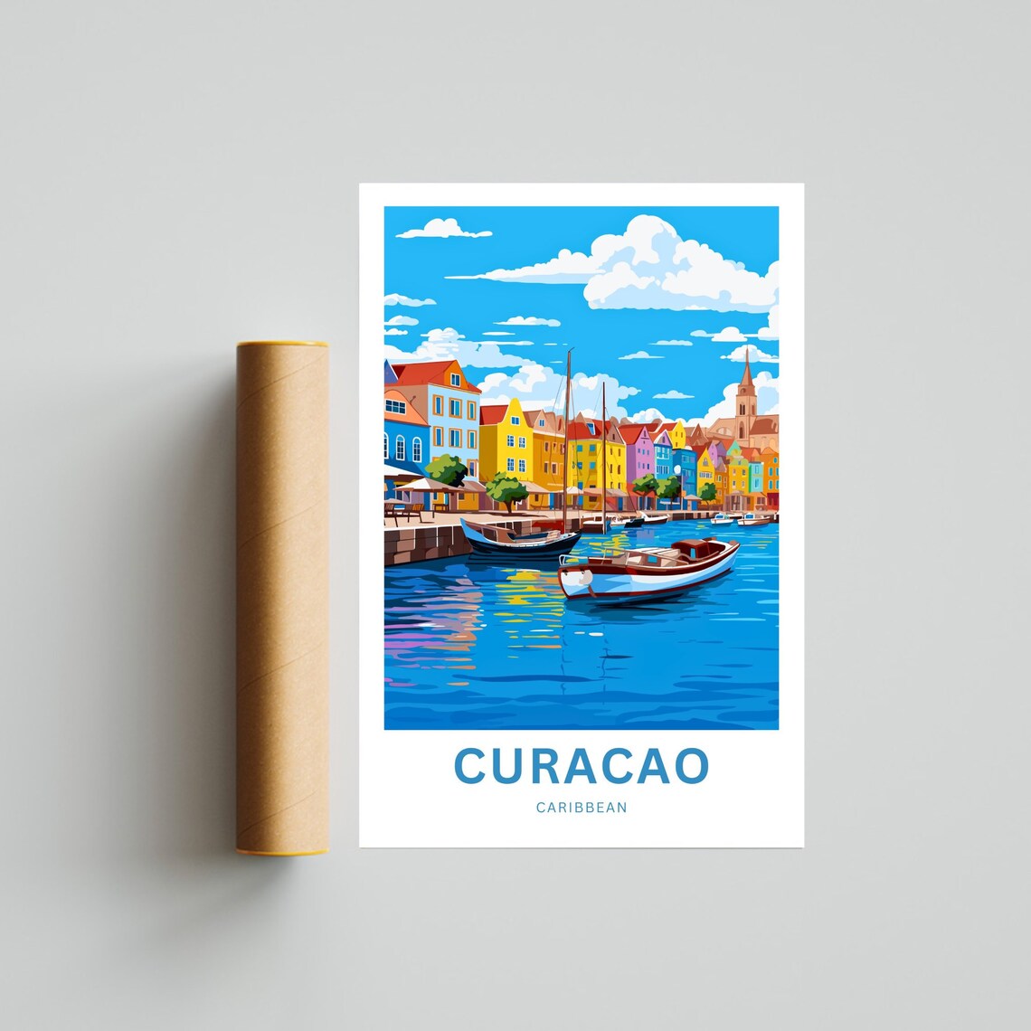 Personalized Curacao Travel Poster, Caribbean Wall Art - Image 4