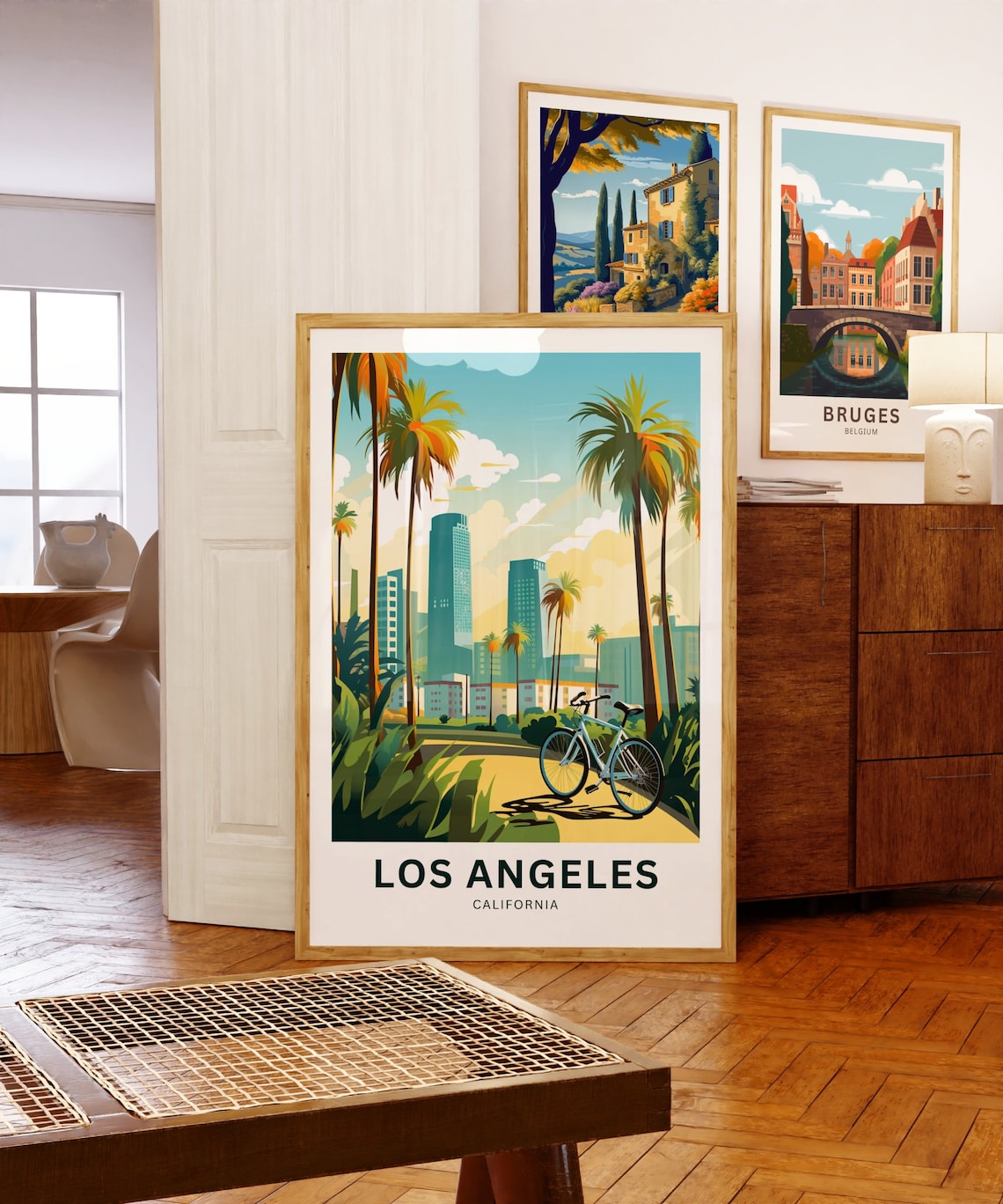 Los Angeles California Palm Lined Street Bicycle Sunny Poster - Image 5